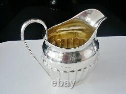 Sterling Silver CRESTED Semi Fluted Cream Jug, Victorian Antique