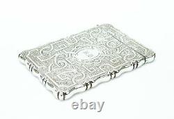 Sterling Silver Card Case Victorian 1857 Antique Engraved English