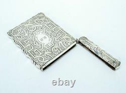 Sterling Silver Card Case Victorian 1857 Antique Engraved English