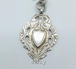Sterling Silver Graduated Double Albert Watch Chain & Fob BH Britton & Son 1915