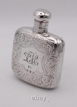 Sterling Silver Hip Flask Small Victorian Birmingham 1895- Screw Top