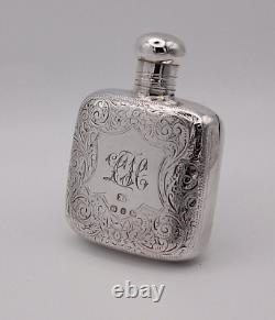 Sterling Silver Hip Flask Small Victorian Birmingham 1895- Screw Top