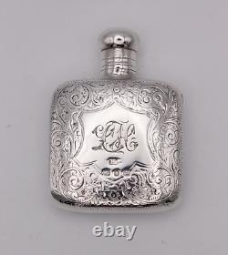 Sterling Silver Hip Flask Small Victorian Birmingham 1895- Screw Top