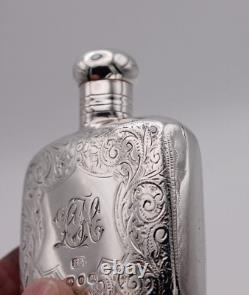 Sterling Silver Hip Flask Small Victorian Birmingham 1895- Screw Top