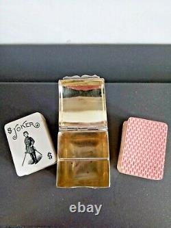 Sterling Silver Miniature Playing Card Box Case and 2 packs Cards Chester 1900