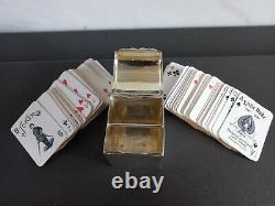 Sterling Silver Miniature Playing Card Box Case and 2 packs Cards Chester 1900