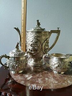 Sterling Silver Tea set Maxwell & sons ltd Victorian Silver 1200g+