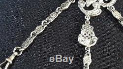 Sterling silver vintage Victorian antique chatelaine chain pencil notebook