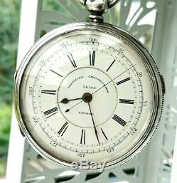 Stunning 1884/5 solid silver Victorian chronograph fusee pocket watch