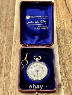 Stunning Antique pocket Fob watch Solid Silver Victorian Original Box