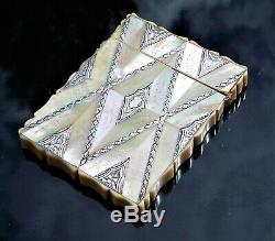 Stunning Fine Quality Victorian Solid Silver & Mother Of Pearl Calling Card Case