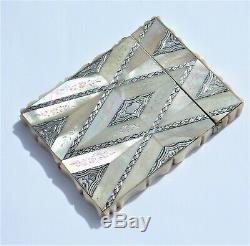 Stunning Fine Quality Victorian Solid Silver & Mother Of Pearl Calling Card Case