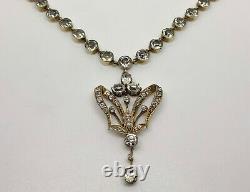 Stunning Georgian/Victorian French Solid Silver Diamond PASTE Pendant Necklace