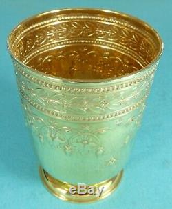 Stunning Large Victorian Sterling Silver Gilt Wine Cup Leaf Berry Garrard 1883
