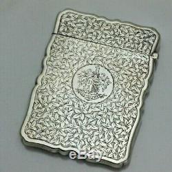 Stunning Quality Antique Sterling Solid Silver Victorian Card Case (1460/9/VYWN)