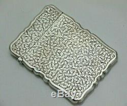 Stunning Quality Antique Sterling Solid Silver Victorian Card Case (1460/9/VYWN)