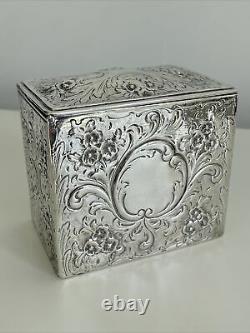 Stunning Silver Victorian Hinged Tea Caddy -Hallmarked London 1852 295g Weight