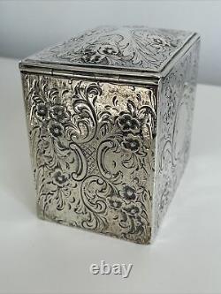 Stunning Silver Victorian Hinged Tea Caddy -Hallmarked London 1852 295g Weight