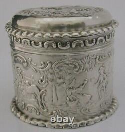 Stunning Solid Sterling Silver Box Small Tea Caddy Canister 1894 Antique