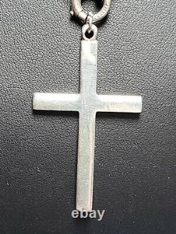 Stunning Victorian Solid Silver Collar Book Chain And Cross Pendant