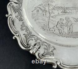 Stunning childs silver Victorian dinner plate christening gift London 1851
