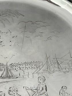 Stunning childs silver Victorian dinner plate christening gift London 1851
