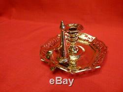 Super Quality 1846 Charles & George Fox Solid Silver Gilt Chamberstick & Snuffer