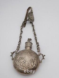 Superb Antique 19th Century Dutch Solid Silver Chatelaine Scent Bottle
