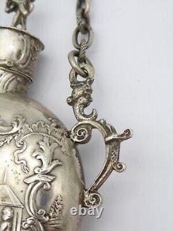 Superb Antique 19th Century Dutch Solid Silver Chatelaine Scent Bottle