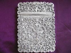 Superb Antique Solid Silver Indian Kutch Very Ornate Card Case C1890 137g