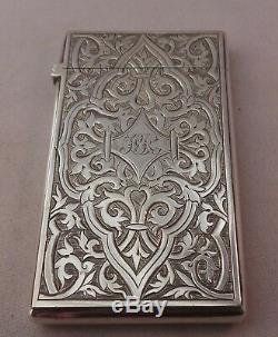 Superb Antique Sterling Silver Card Case George Unite 1866