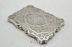 Superb Cased Antique Solid Sterling Silver Card Case Birmingham 1865
