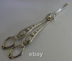 Superb English Sterling Silver Humby Family Crested Grape Shears 1859 Antique