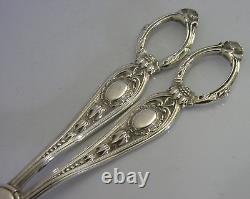 Superb English Sterling Silver Humby Family Crested Grape Shears 1859 Antique