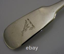 Superb English Sterling Silver Shaw Family Crested Basting Spoon 1844 Antique