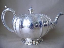 Superb Large 847 Grams Victorian Sterling Silver Crest Melon Teapot 1860