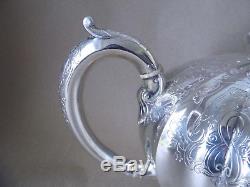 Superb Large 847 Grams Victorian Sterling Silver Crest Melon Teapot 1860