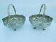Superb Pair Of Victorian Solid Silver Kutch Colonial Swing Handled Baskets