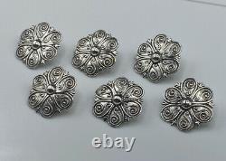 Superb Quality Antique Victorian Scandinavian Solid Silver 6 Button Set