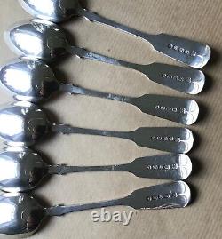 Superb Set of 6 Victorian Solid Silver Fiddle Pattern Tea Spoons Exeter 1875