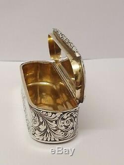 Superb Victorian Antique Solid Silver Snuff Box Nathaniel Mills 1847
