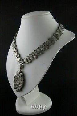 Superb antique Victorian English Silver Lockett & book chain