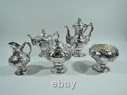 Tiffany Coffee Tea Set 299 Antique Early American Sterling Silver 1850s