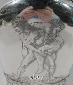 Tiffany Flask 10035 Antique Classical Wrestlers American Sterling Silver