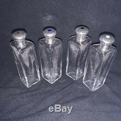 Tiffany & co London sterling silver enamel & glass perfume bottle set