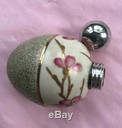 Unusual Victorian Egg Shaped Scent Bottle with Silver Top