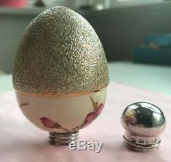 Unusual Victorian Egg Shaped Scent Bottle with Silver Top