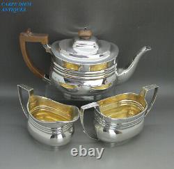 VICTORIAN GOOD SOLID STERLING SILVER 3PS BACHLEORS TEA SERVICE 603g LONDON 1895