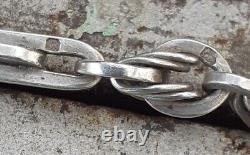 VICTORIAN SILVER ALBERT CHAIN HM 1897 Fancy Link T Bar Clip & Fob HM 1916 45g