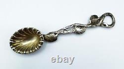 VICTORIAN SILVER GROTTO SPOON London 1852 NOVELTY FLORAL